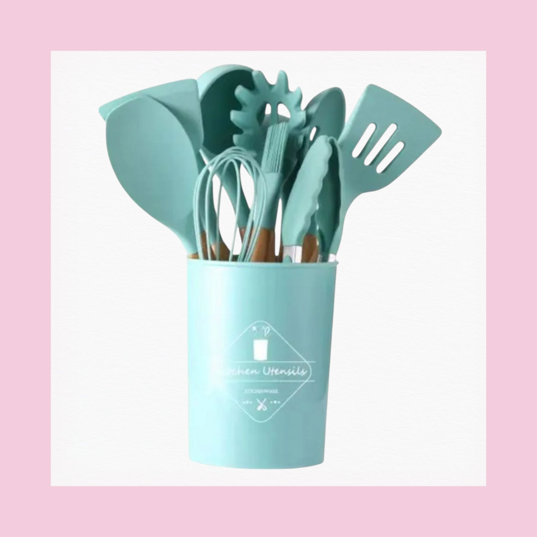Set 12 Pcs Utensilios de Cocina de Silicona